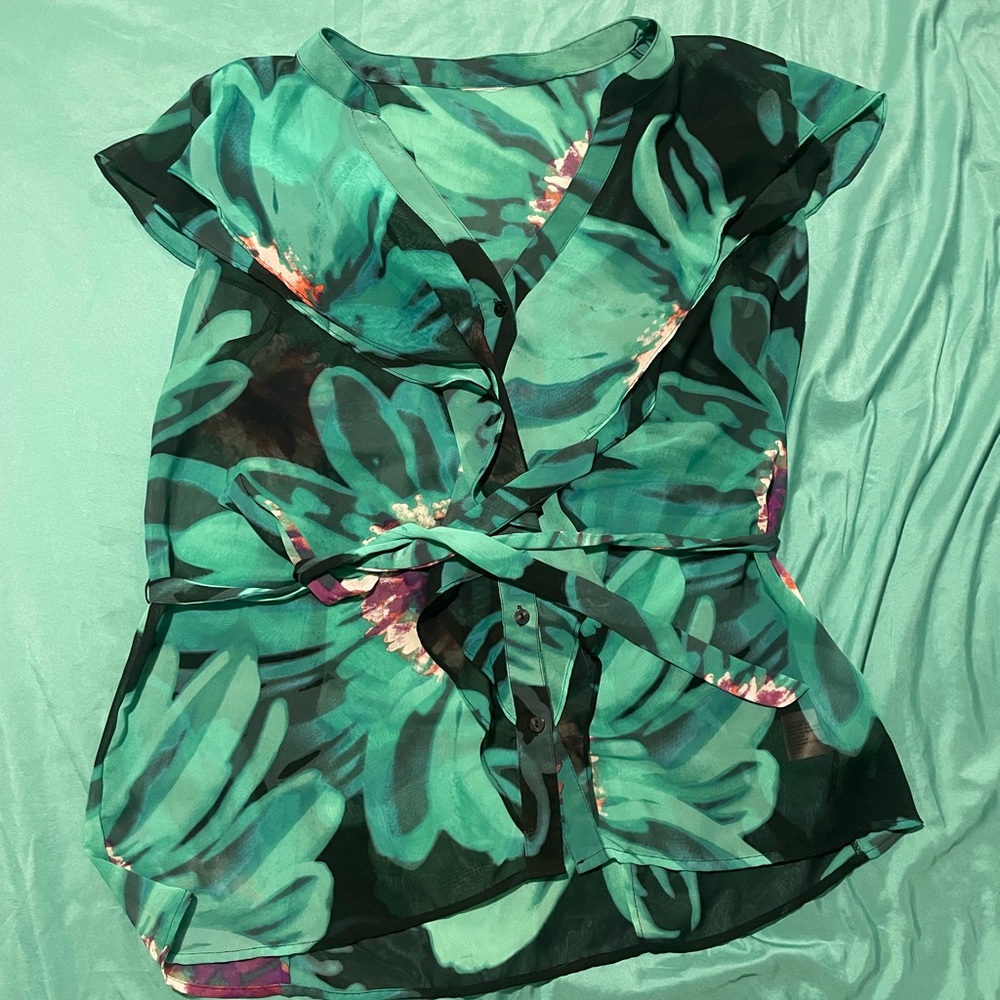 Floral Green Wrap Top AND Purple Tank top BUNDLE!!!!